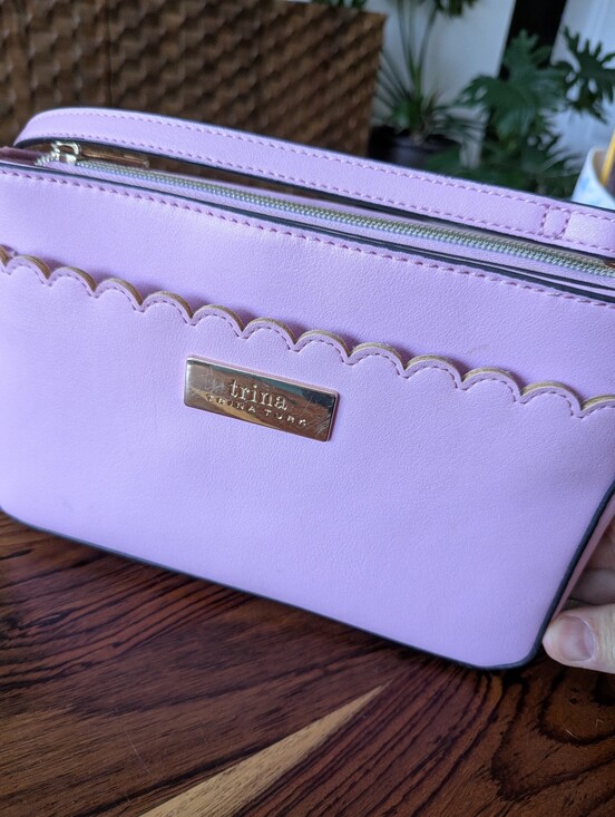 Trina Turk Handbags - TRINA TURK Pink Scalloped Crossbody Bag Faux Leather Shoulder Purse